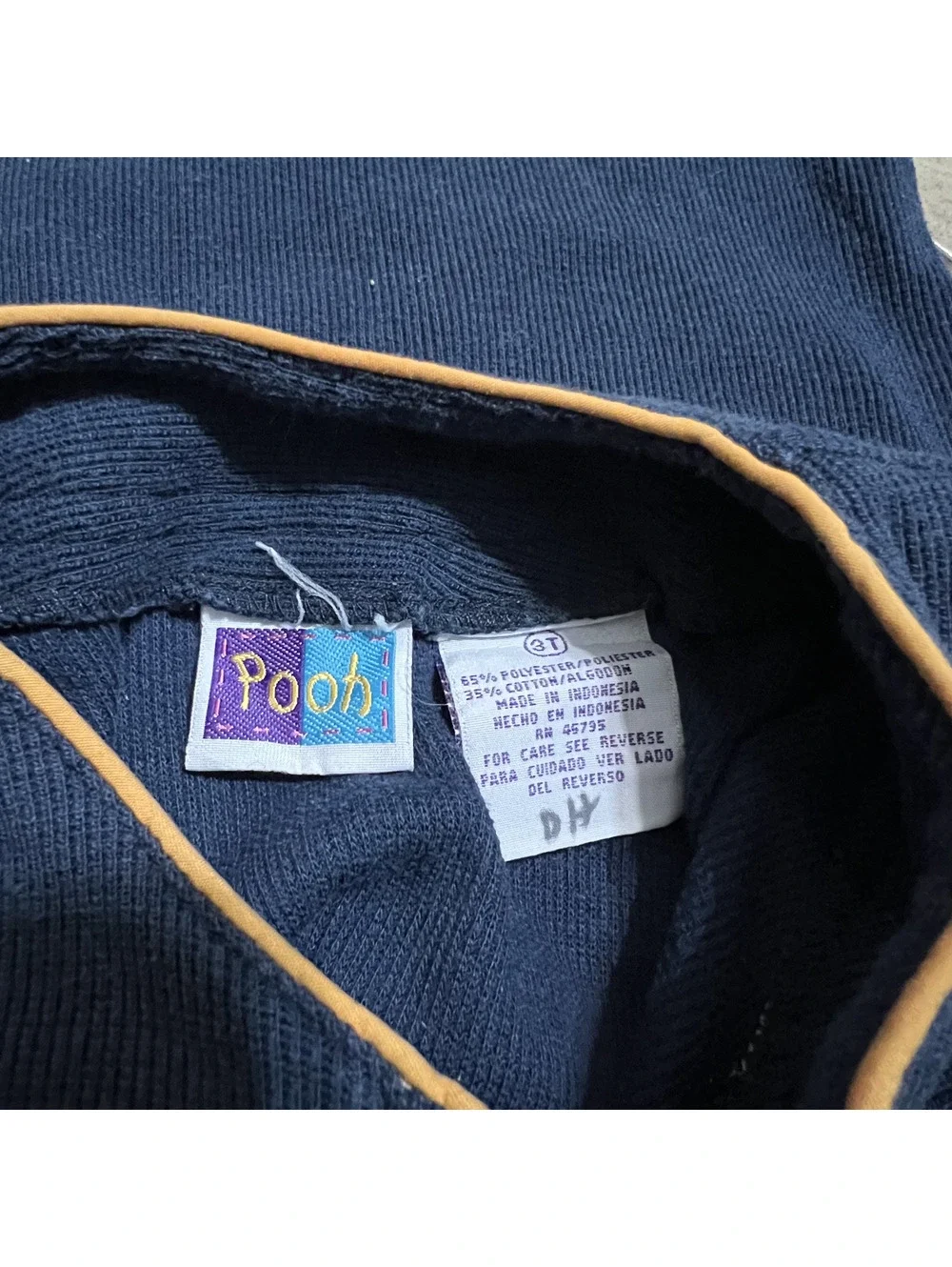 Vtg Winnie the Pooh Embroidered Patched Playball Baseball Henley Button Shirt 3T